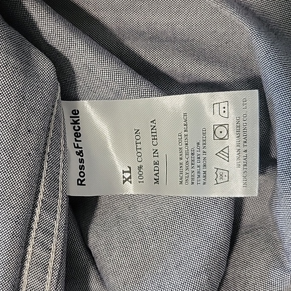 Ross&Freckle Men's 100% Cotton Chambray Standard fit Rolling-up Long Sleeve - Picture 11 of 14
